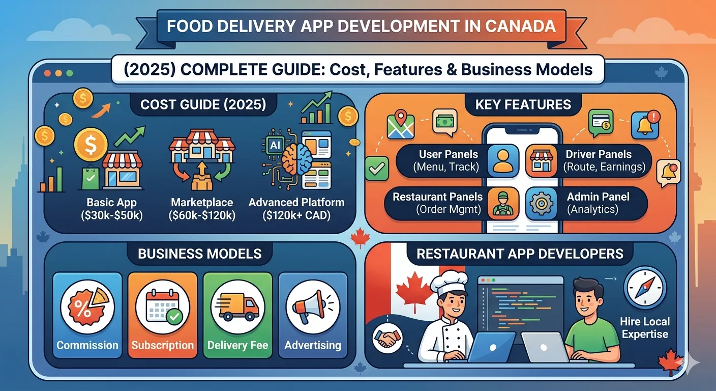 Food Delivery App Development in Canada: Cost, Features & Business Model Guide (2025)