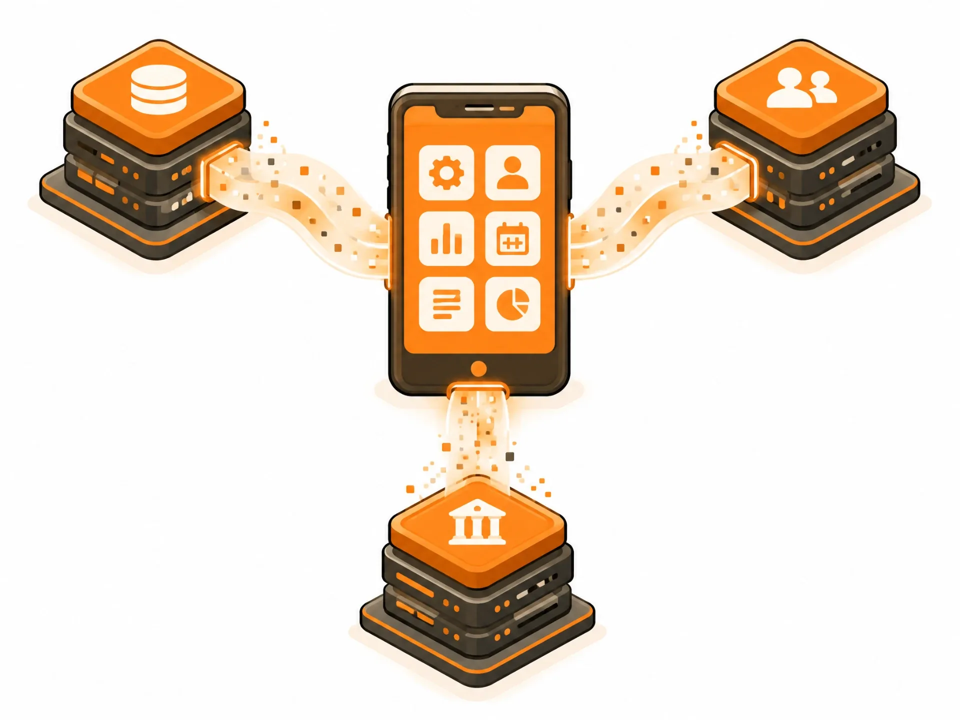An enterprise mobile app securely connecting customer, workforce and business data systems.