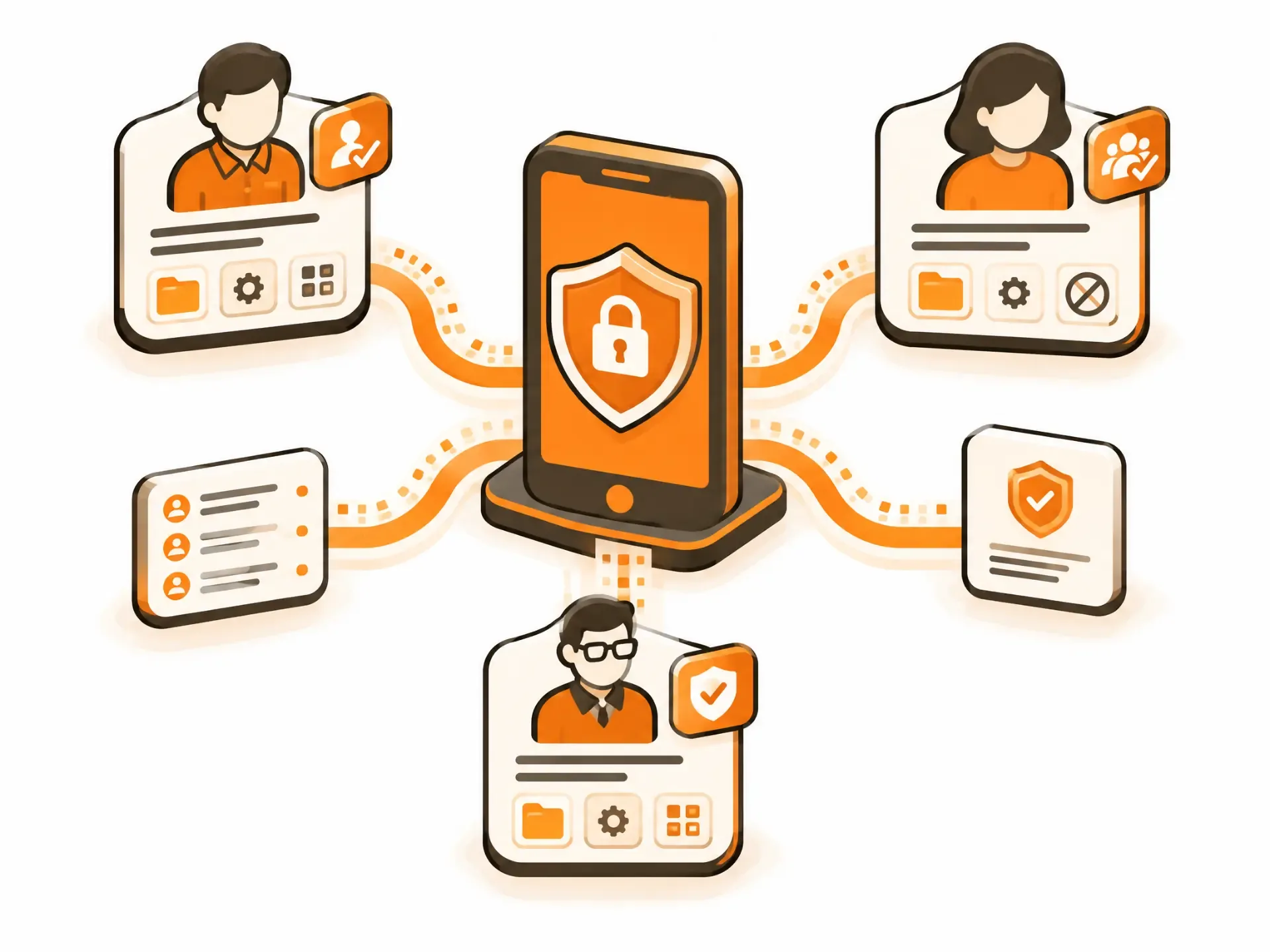 Role-based enterprise mobile security giving employees, managers and administrators appropriate access to business tools.