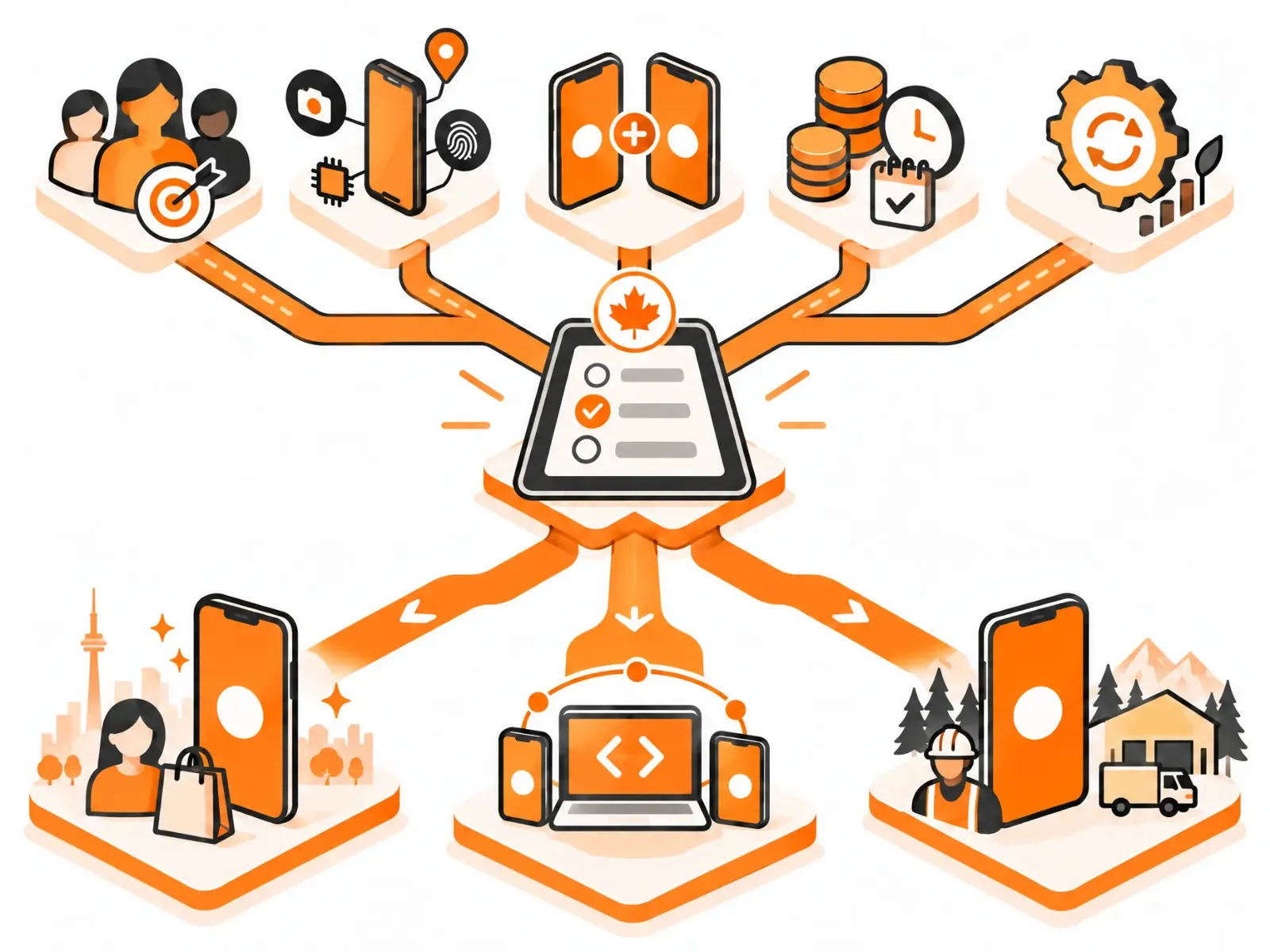 A decision framework for choosing a mobile platform: users, riskiest feature, launch platforms, revenue model and long-term maintenance.