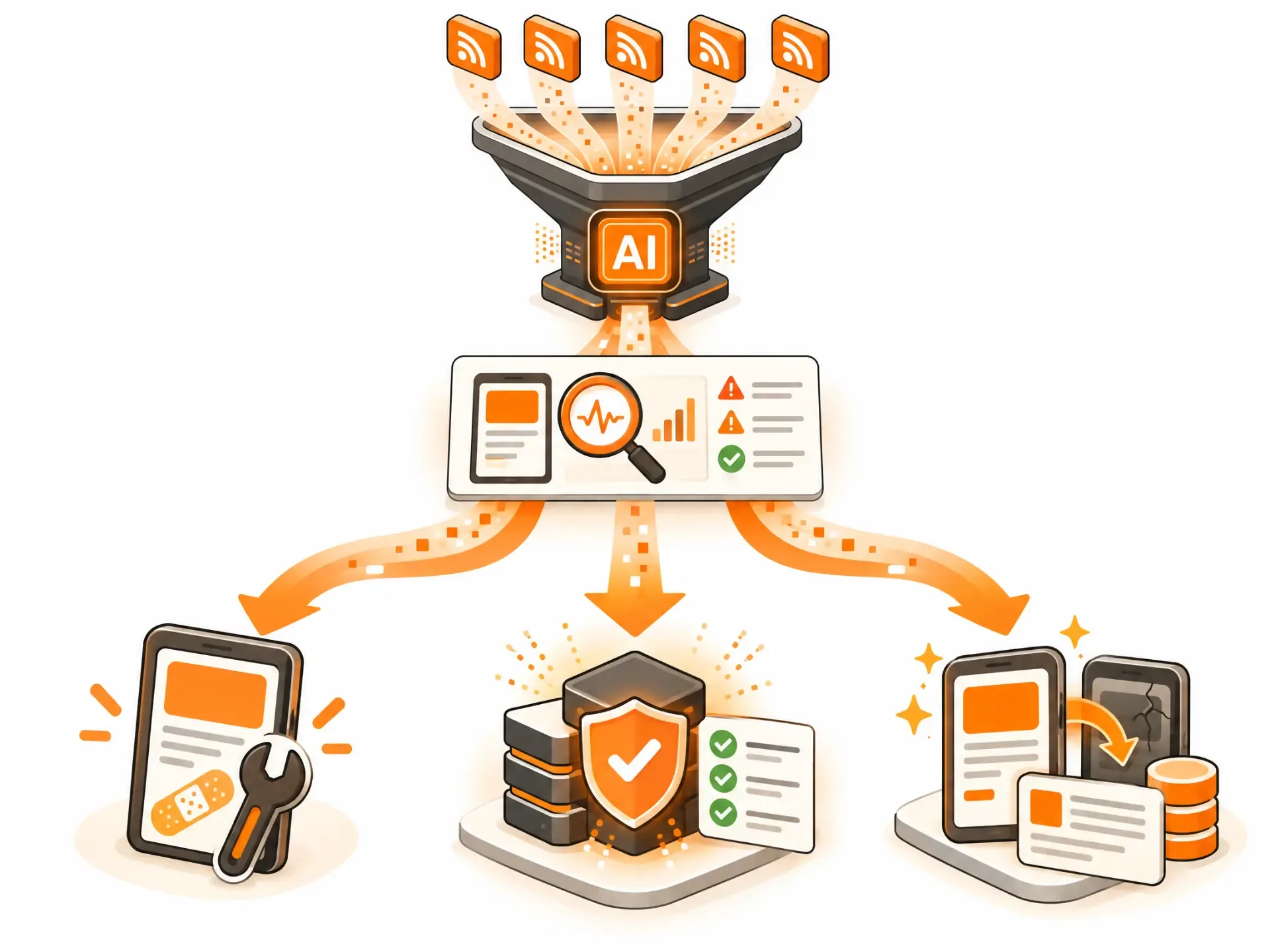 An AI code assessment separating an MVP into targeted repairs, security hardening and carefully migrated product components.